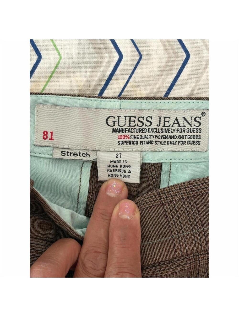 Vintage GUESS Pants Womens Size 27 Brown Plaid Low Rise Stretch Bootcut - Picture 4 of 7